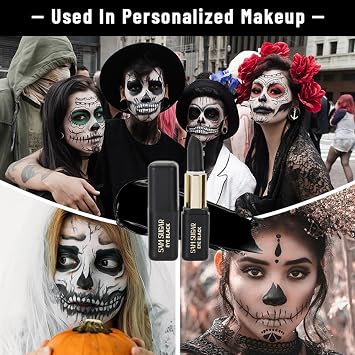 Black Matte Lipstick for Halloween Gothic Cosplay Makeup, Non-Stick Cup Velvet Waterproof and Long Lasting Lip Gloss Matte Lipstick (Black 06)