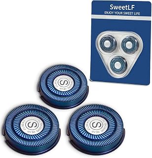 SweetLF 3 Pcs Replacement Shaver Head Blade Cutters IPX7 Waterproof Electric Razor Wet & Dry 3D Men’s Rotary Shaver (Blue)