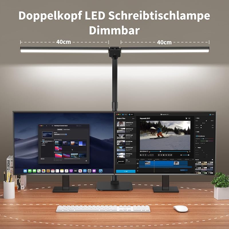 Lampă de birou LED reglabilă Kaulsoue, 24 W, 80 cm, lumină naturală prietenoasă cu ochii, 5 temperaturi de culoare și 5 niveluri de luminozitate, pentru acasă și lectură