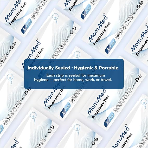 MOMMED Pregnancy Tests(25 MIU/ml), 25 X Pregnancy Test Strips with 25 X Urine Cups, HCG Test Strips Over 99% Accuracy, Individually Packed, Result as Fast as 5 Minutes