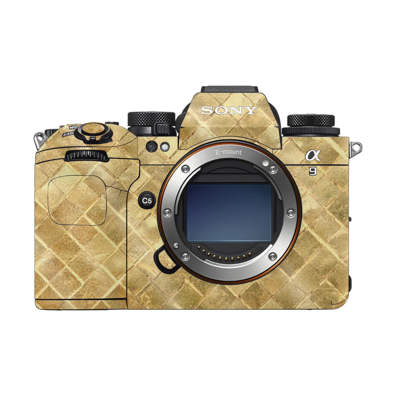 Glossy Glitter Camera Skin Compatible with Sony Alpha 9 III (2024) - Gold Tiles - Premium 3M Vinyl Protective Wrap Decal Cover - Easy to Apply | Crafted in the USA by MightySkins