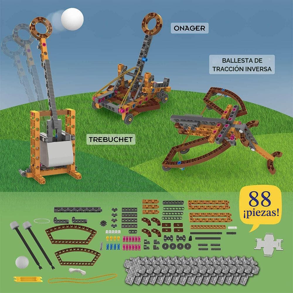 Thames & Kosmos Catapult Engineering Stem Maker Kit, construye 6 Modelos de máquinas Medievales únicas, explora la física mecánica, Incluye Bolas de Espuma seguras y proyectiles de Punta Suave,