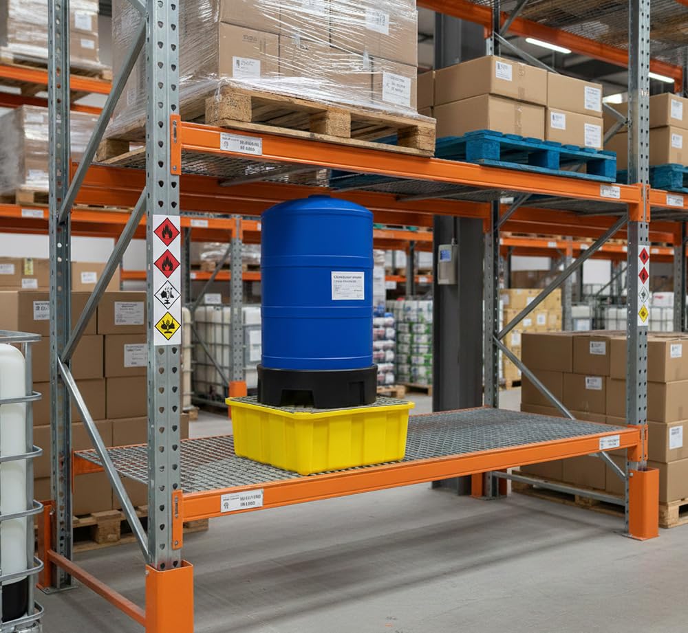 Plast'Up Rotomoulage BAC DE RETENTION POUR BIDONS 80L AVEC CAILLEBOTIS JAUNE