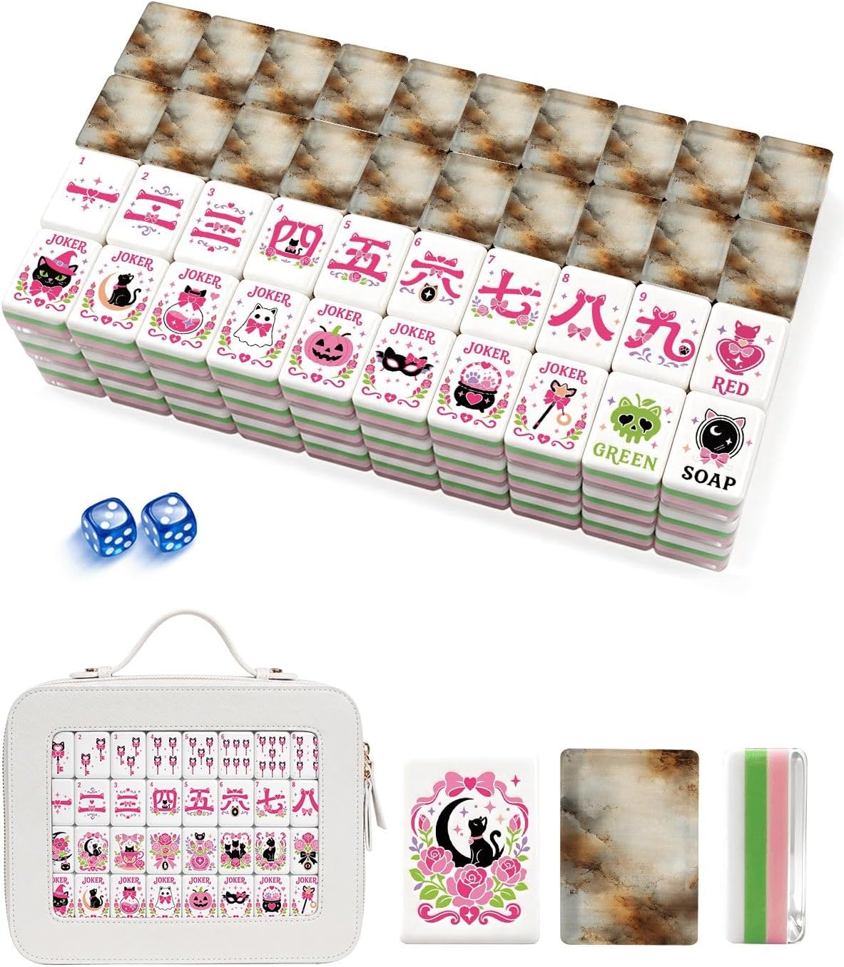 Halloween American Mahjong Set, 160 Tile 4 Layer Acrylic Mah Jongg Tiles
