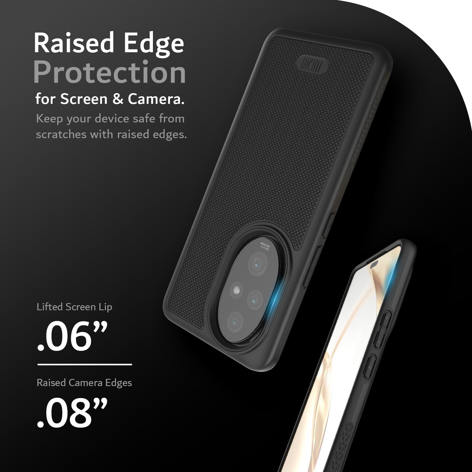 TUDIA DualShield Grip Compatible with Honor 200 Pro Case 5G, [MergeGrip] Military Grade Dual Layer Shockproof Slim Tough Heavy Duty Protective Phone Case Cover (Black)