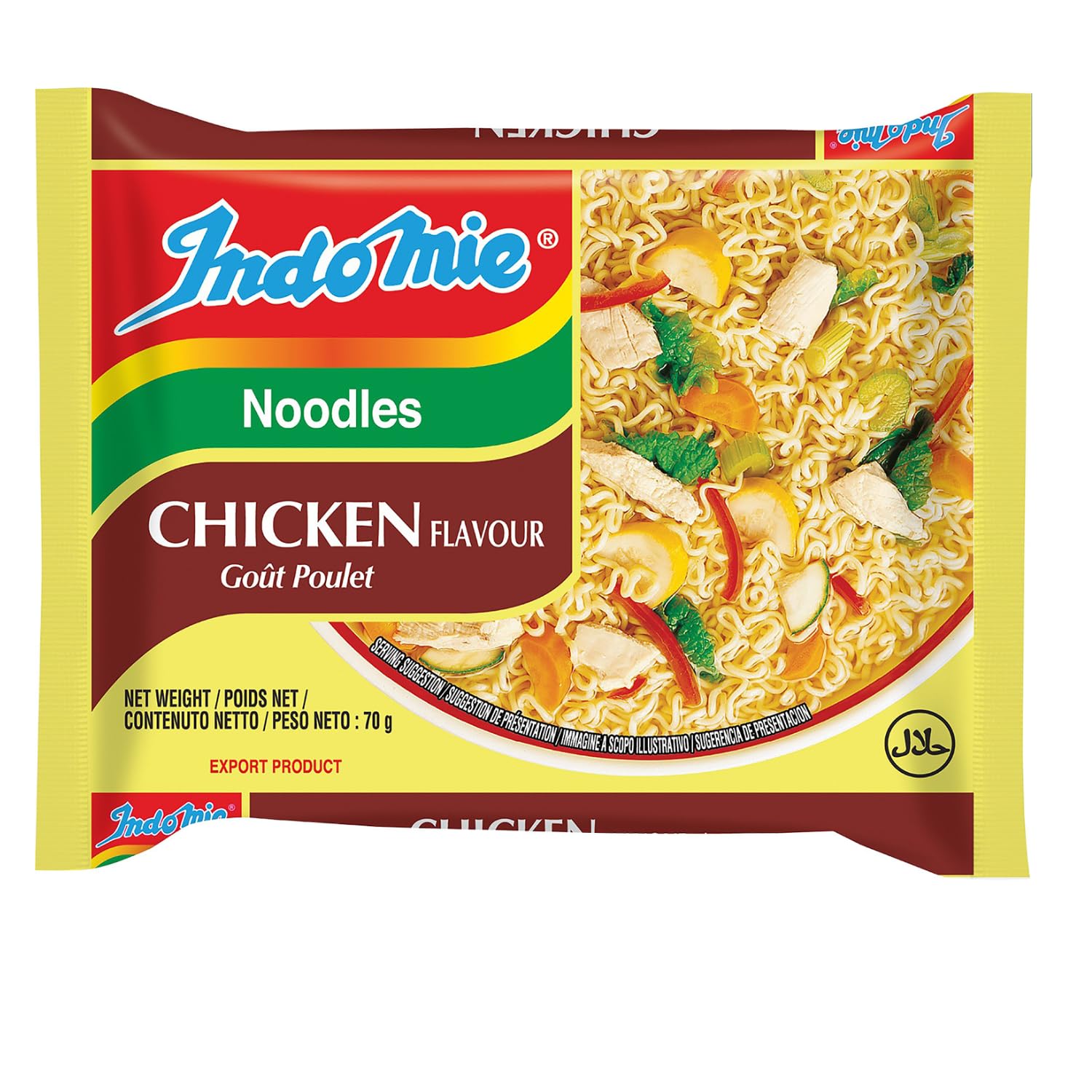 INDOMIE - Fideos instantáneos con sabor a pollo Goût Poulet - Multipack (40 x 70 g)