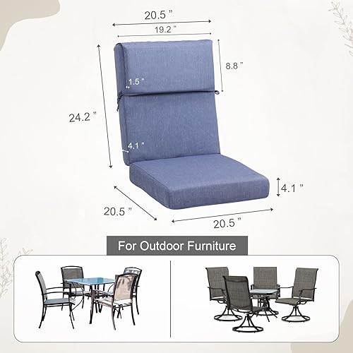 Miniatura 4 de BPS Juego de 4 cojines para sillas mecedoras para exteriores, de 20 x 20 pulgadas, resistentes a la decoloración y al agua, con funda extraíble y