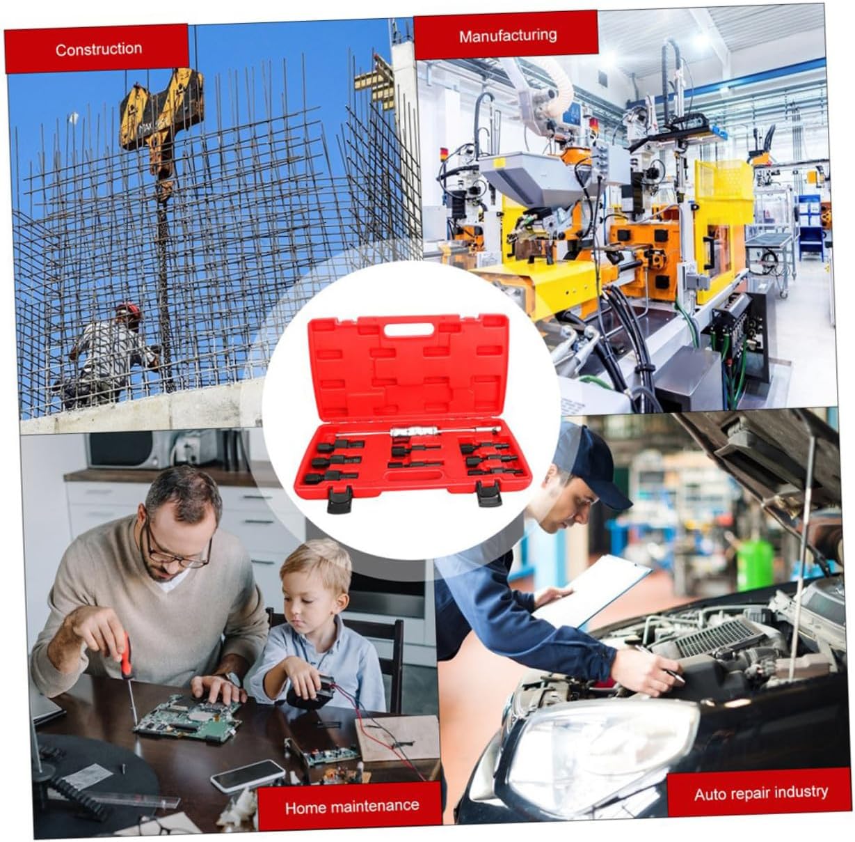 Unomor 9pcs Steel Inner Bearing Puller Set with Slide Hammer, Inner Hole Remover Tool for Auto Repair and Bearing Extraction