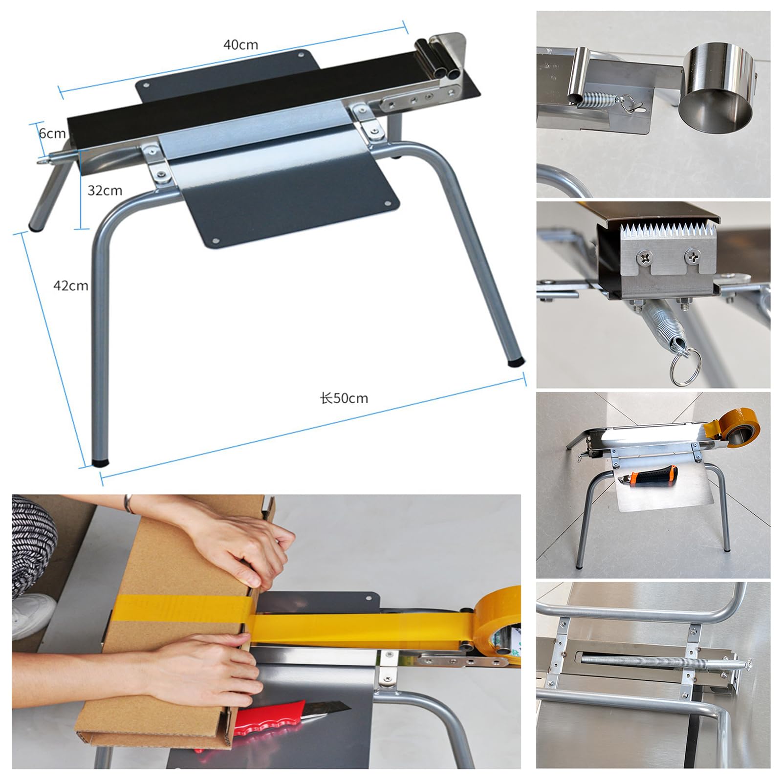 Distributori Manuali di Nastro Adesivo per Imballaggio, Dispenser per Taglierina per Nastro Adesivo Resistente, capacità Nastro di 3,5 Cm di Larghezza, Tensione Nastro Regolabile