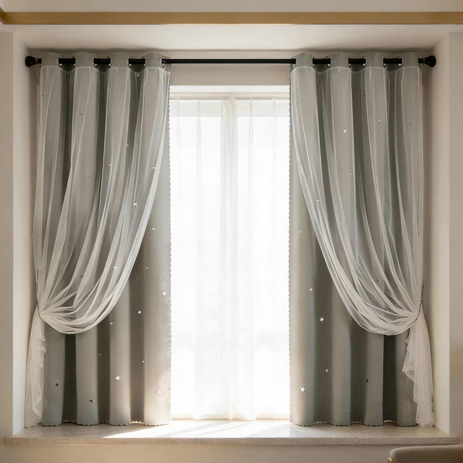 Rideaux de Noël pour chambre de fille et décoration chaleureuse