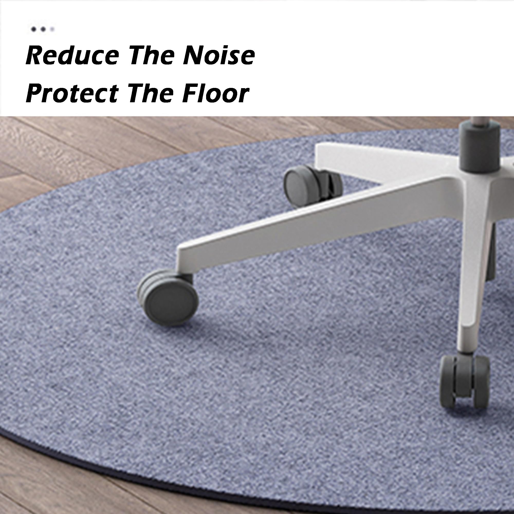 Tapis Chaise De Bureau Rond Anti-Bruit Antidérapant 120cm - Protection Sol Bleu - ZWFF