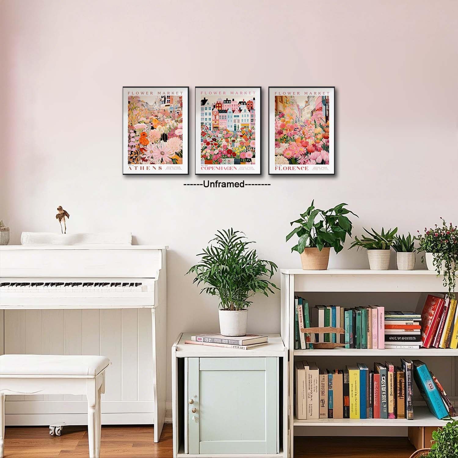 XLARTMY Flower Market Wall Art Prints Canvas Pink Floral Paintings Colorful Botanical Sunflower Artwork Travel Posters for Home Decor Pictures Set of 3 for Living Room Bedroom 12x16in Unframed image 4