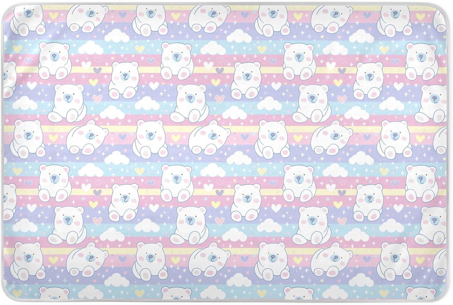 Polar Bear Cartoon Extra Large Resuable Toddler Mattress Pads Water Resistant Crib Pee Mattress Pad Portable Cradle Mattress for Children Adults Pets , 52" L x 34" W
