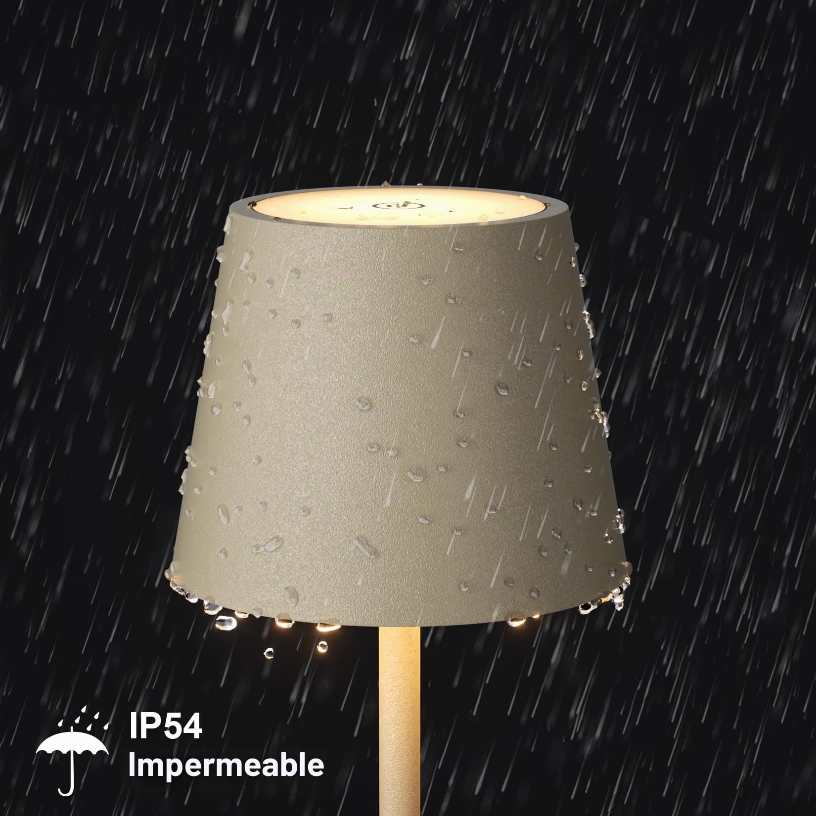 K-Bright 4 piezas Lámpara de mesa LED regulable, recargable, 2700K luz cálida, lámpara de mesa inalámbrica IP54 resistente al agua, jardín, balcón(Beige duna)