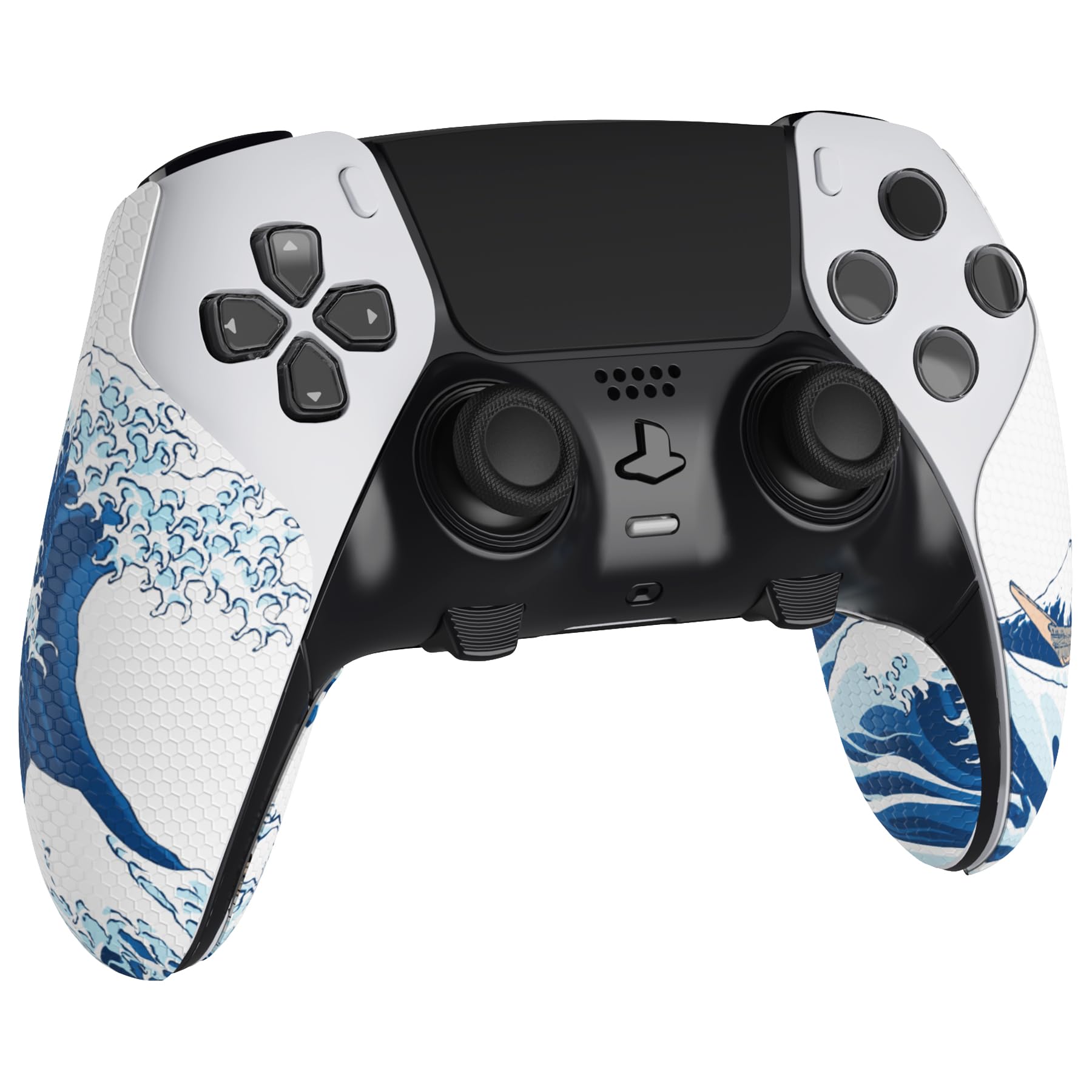 PlayVital Anti-Skid Sweat-Absorbent Controller Grip for ps5 Edge Wireless Controller, Textured Soft PU Handle Grips Anti Sweat Protector for ps5 Edge Controller - The Great Wave off Kanagawa