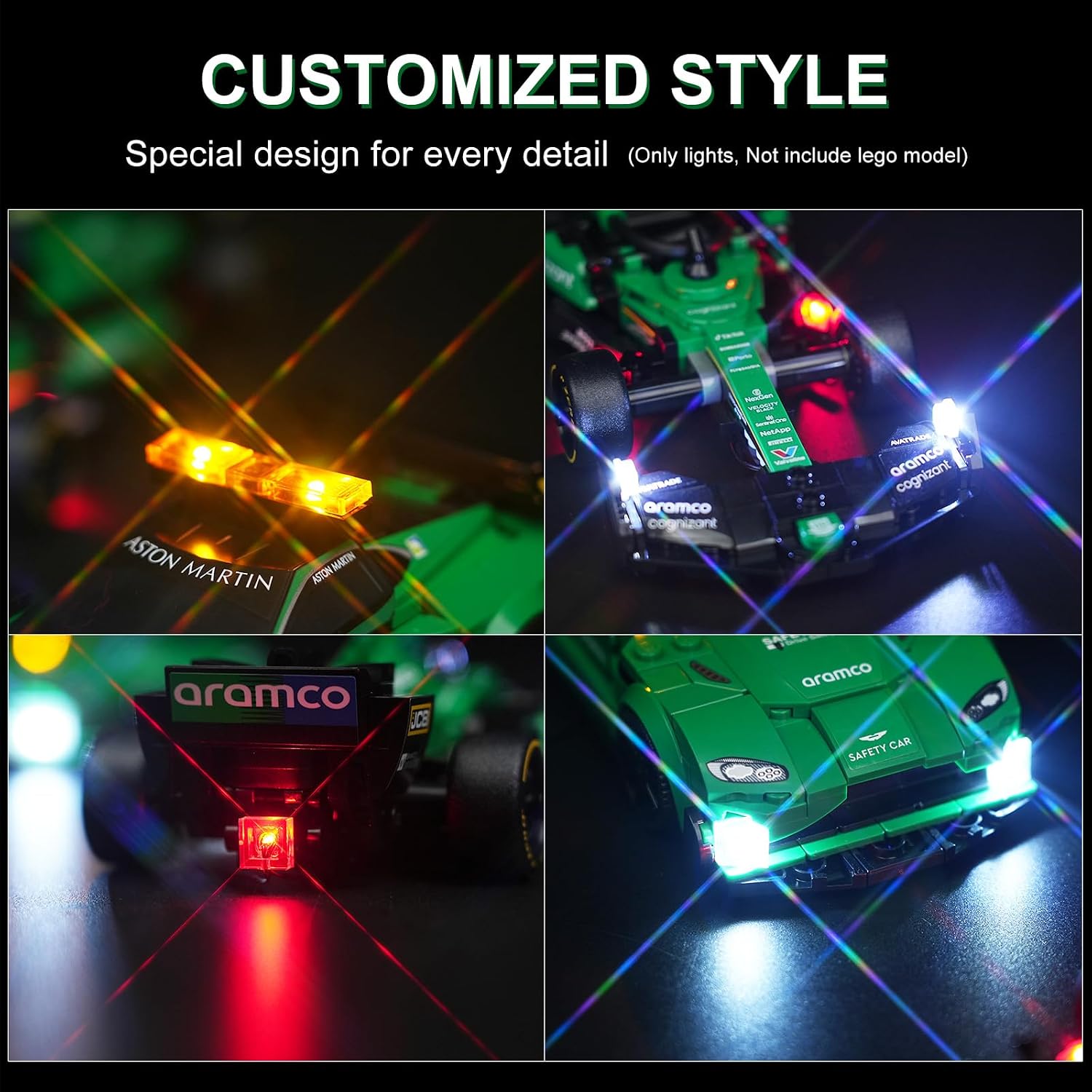 LED Lighting Kit for Lego Aston Martin Safety Car & AMR23 Set, LED Light Compatible with Lego 76925 Building Block Models (Not Include Lego Set)