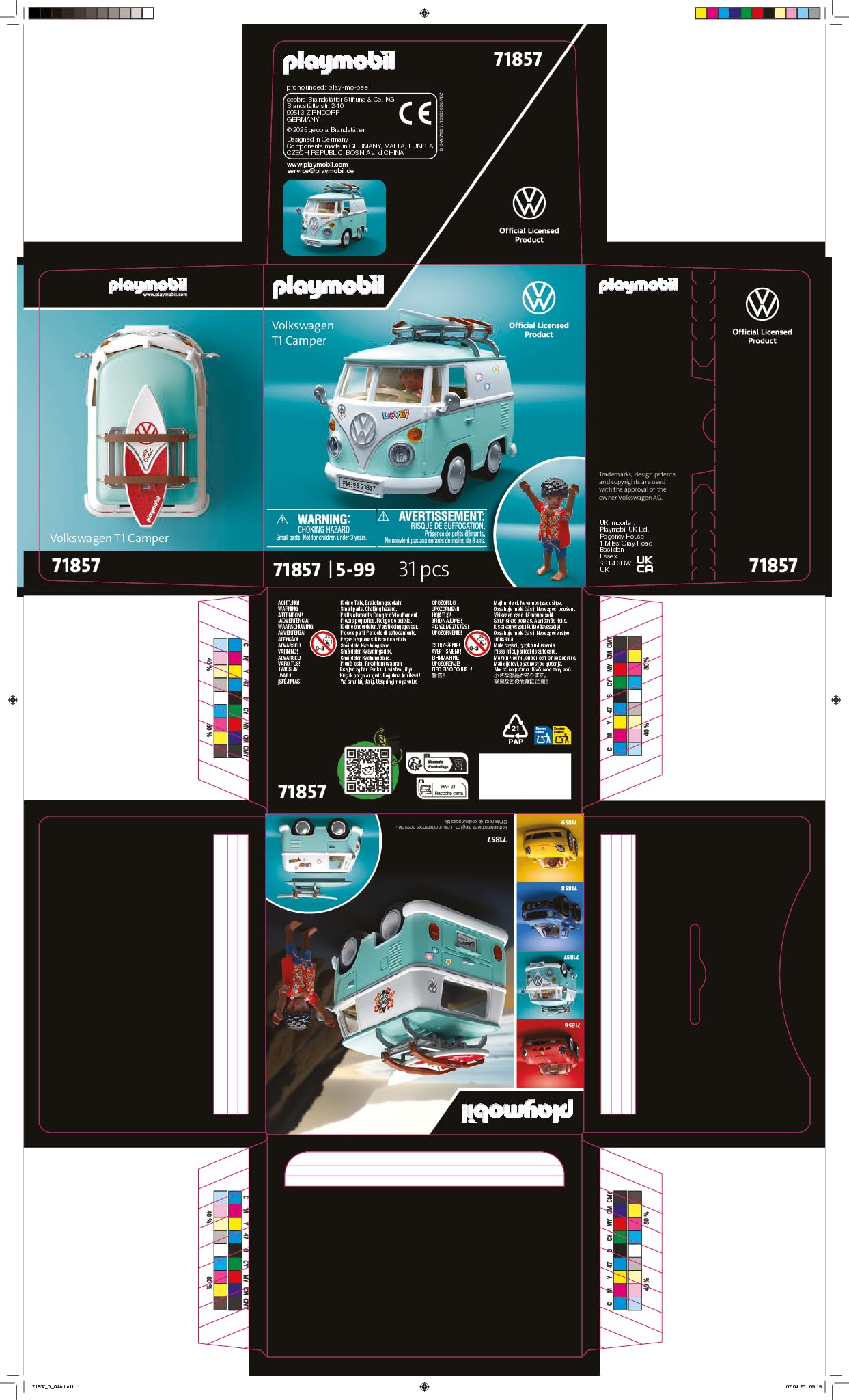 PLAYMOBIL | Collector Cars | Volkswagen T1 Camper | Coche de colección para Adultos y niños | con Pegatinas para Personalizar | Regalo para Fans de Autos | Diseño detallado | 71857
