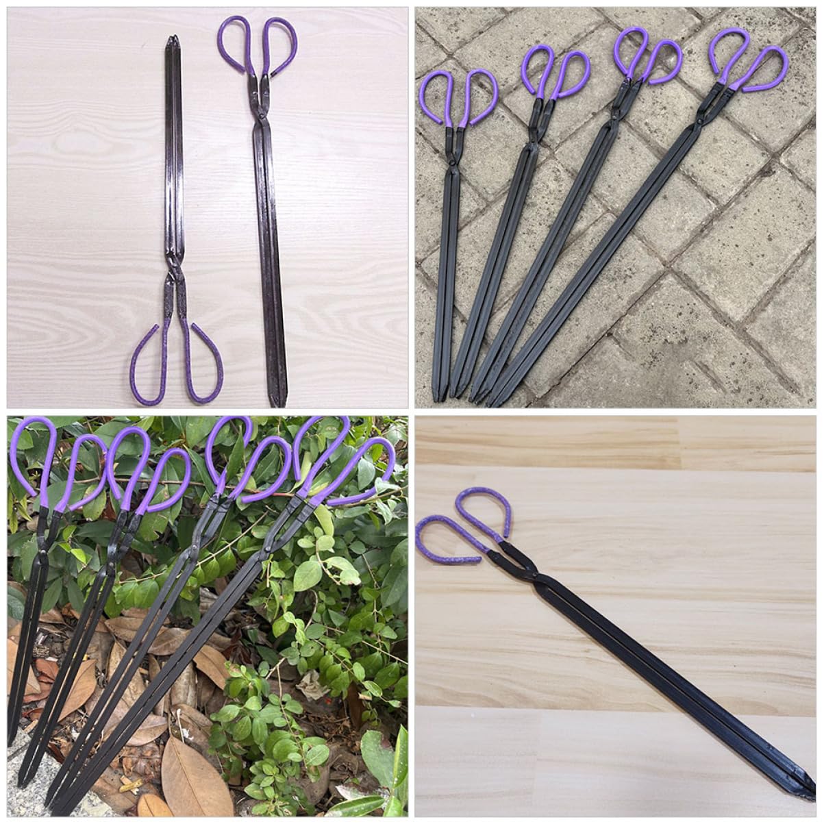 Pinze per Carbone da Barbecue 2 Pezzi in Ferro Nero | Impugnatura Comoda, Facili da Trasportare, Uso Sicuro su Carbone e Rifiuti, Utensile Versatile per Cucina e Raccolta