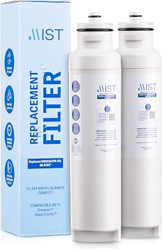 Mist DW2042FR-09 Water Filter Replacement for Daewoo, Refrigerator Water Filter Compatible with DW2042FR, Aqua Crystal DW2042F-09, Kenmore 46-9130. NSF Certified. Daewoo Water filter 2 pack