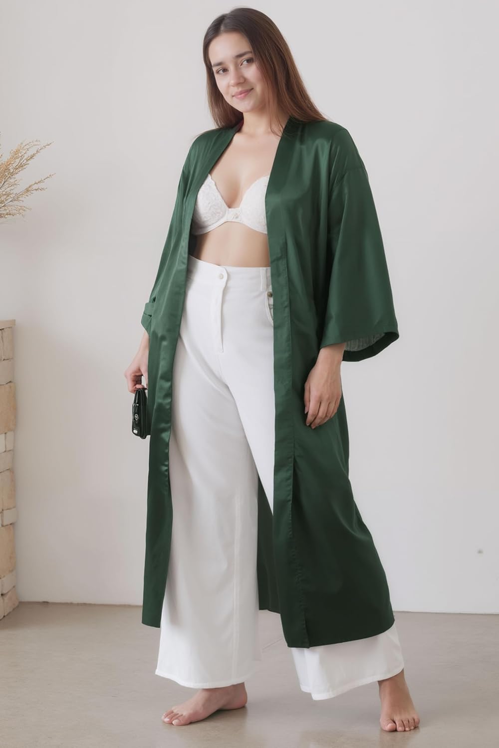 PRODESIGN Satin Kimono Robe Women Long Silky Kimono Bathrobe Sleepwear Wedding Bridesmaid Robe - Image 5