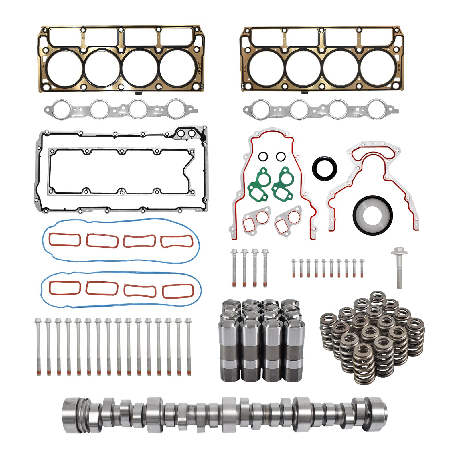 E1840P Sloppy Mechanics Stage 2 Camshaft Cam Kit with LS7 Lifter, Spring, Head Gaskets and Bolts Kit for 1997-2007 LS LS1 5.3L 5.7L Engine