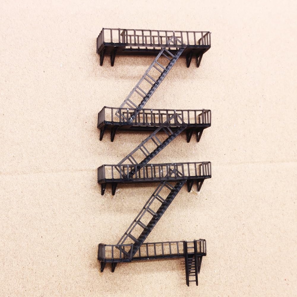 Outland Models Miniatures Fire Escape Stairs Set 1:160 N Scale-Stairs for 4 Levels