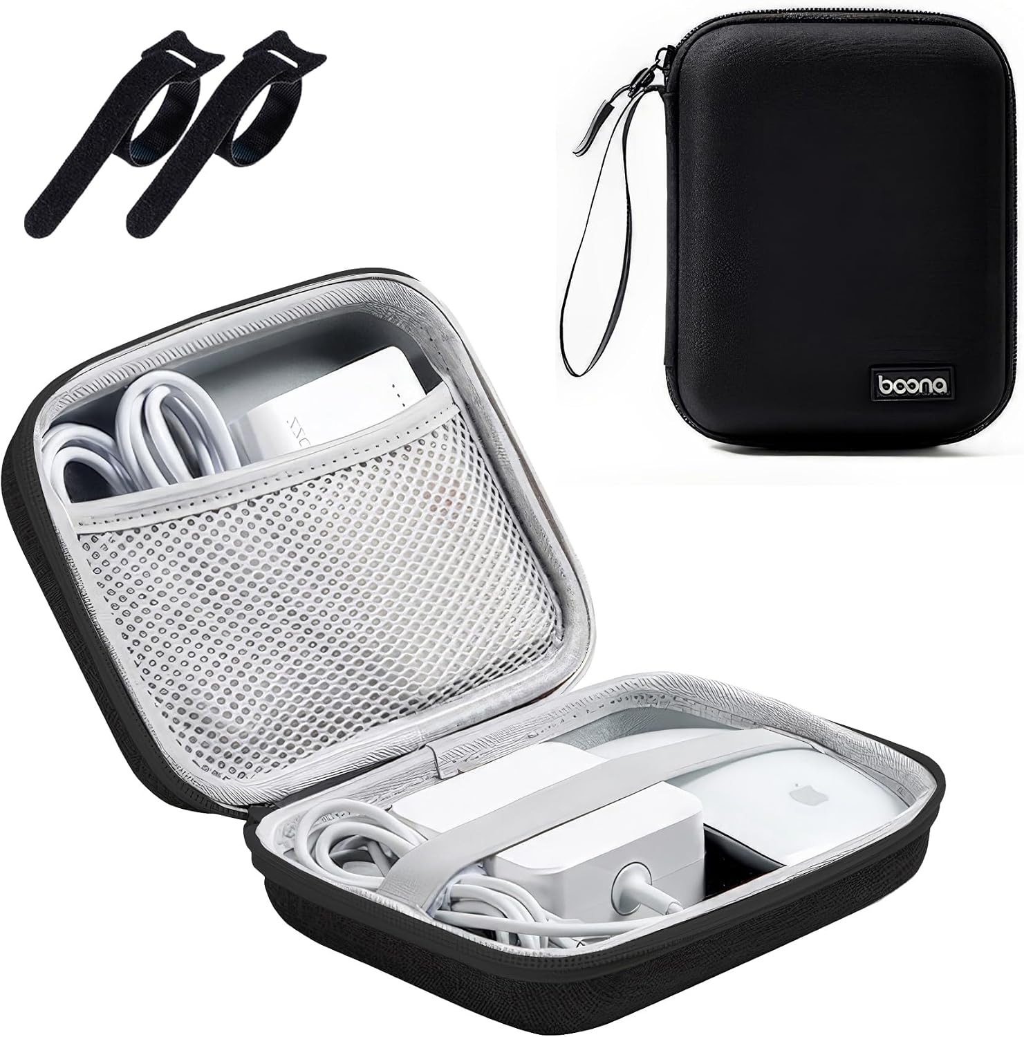 Charger Case for MacBook, Small Charger Organizer, Portable Pouch Travel Storage for Laptop Accessories, Waterproof for Magic Mouse, Power Bank,Charging Cords (Black)…