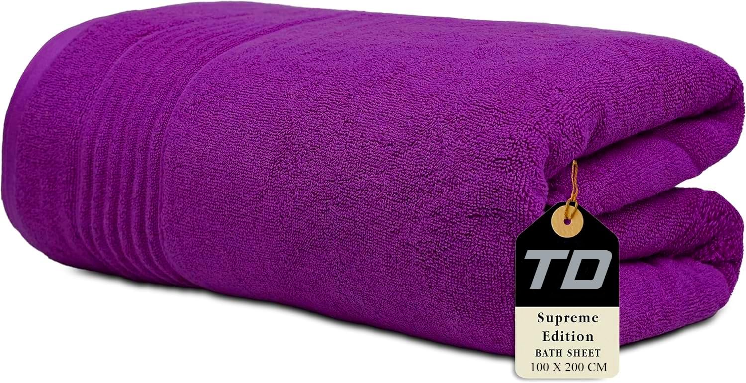 Textile Do Luxury Super Jumbo Bath Sheet (100 x 200 cm-700 GSM) 100% Egyptian Cotton Extra Lage Bath Sheet Towels (Cotton, Purple)