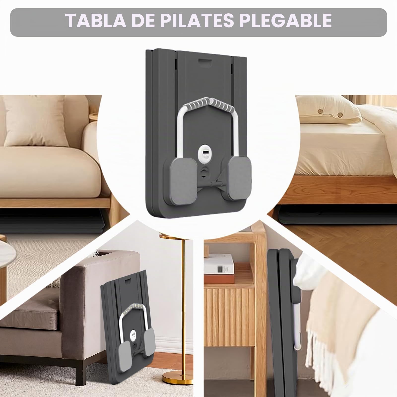 VHV Pilates Reformar Compacto, 5 en 1 Pilates Plegable,La rueda abdominal push-up rebota automáticamente temporizador, Ab Roller Fitness Material para el hogar y el gimnasio