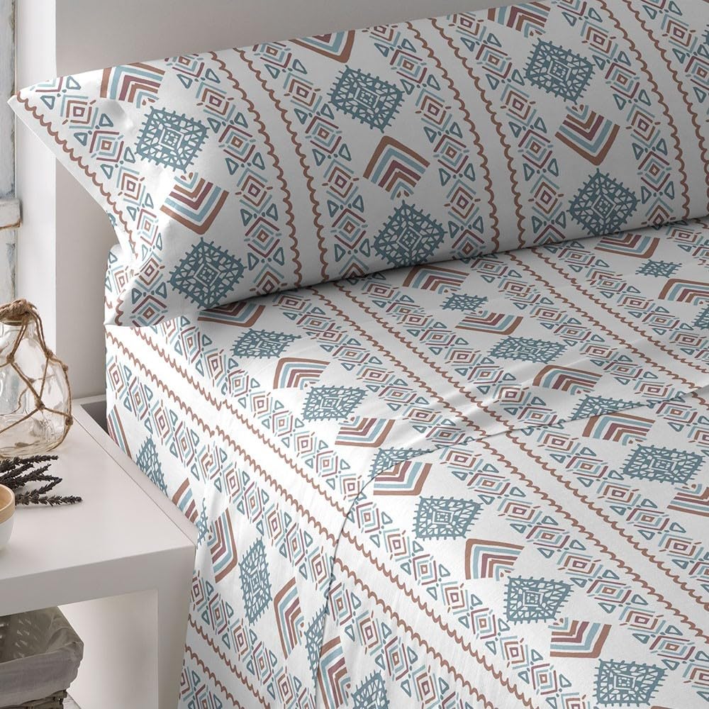 TRAMAS+ Sabanas 90x190 / 200cm 100% algodón Suave Suave, Juego de sábanas 3 Piezas, Sabana Bajera Ajustable, Encimera, 1 Fundas de Almohada 110x45cm, Certificado Oeko Tex - Cama 90, Iker