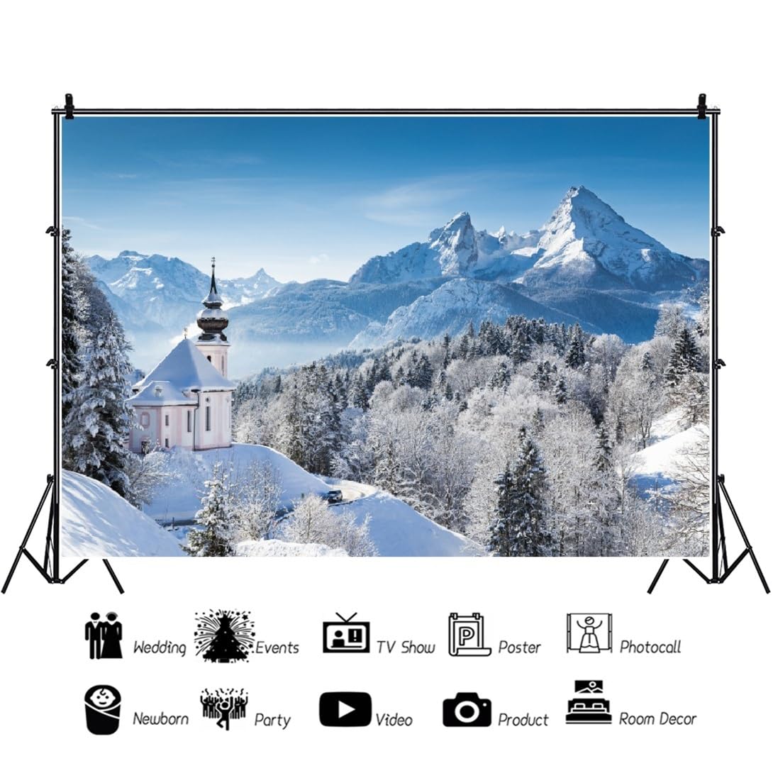 3x2,5m paraíso Invernal Fondo Escena de Invierno Montañas Naturaleza Paisaje Fotografía Fondo Blanco Bosque Mundial Árbol de Nieve al Aire Libre Navidad Decoración Fiesta