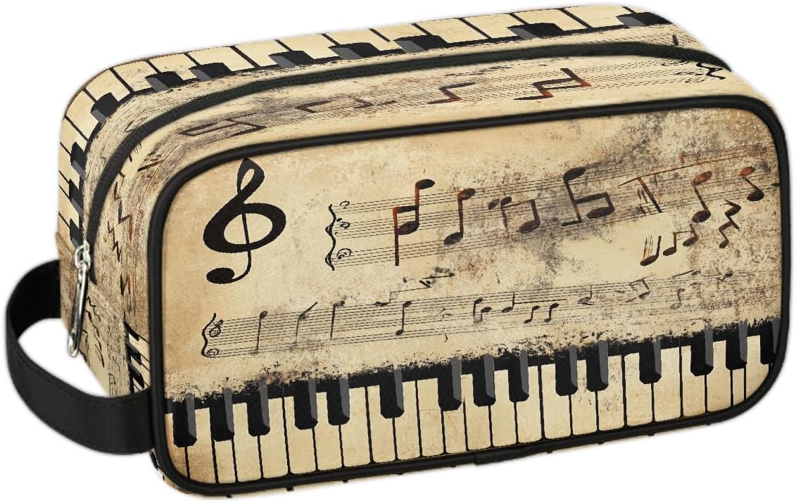 Travel Toiletry Bag Vintage Music Piano Keys Makeup Bag for Women Men