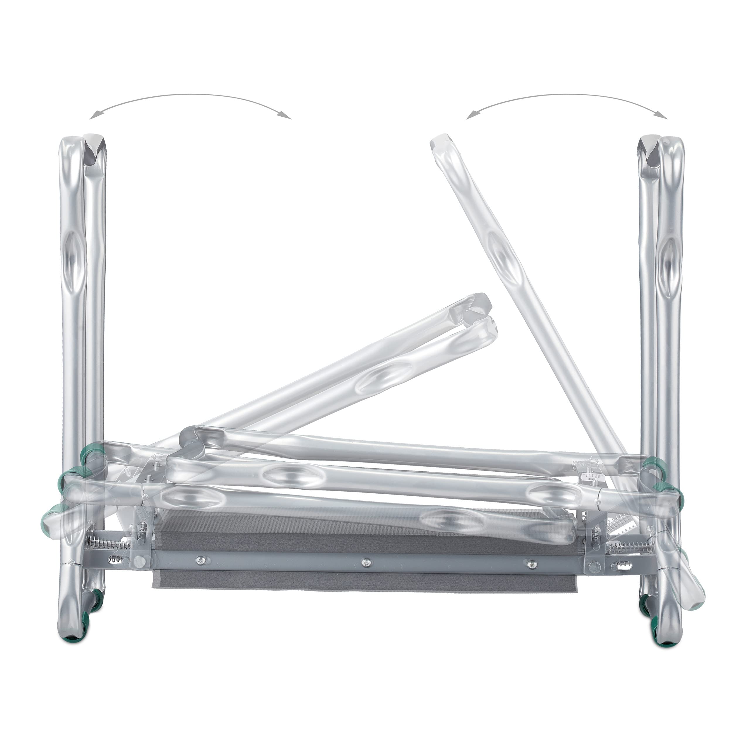 Relaxdays Agenouilloir de Jardinage, Pliable, soulage Les articulations, 150 kg Max, à 2 Poches, rembourré, argenté/Gris