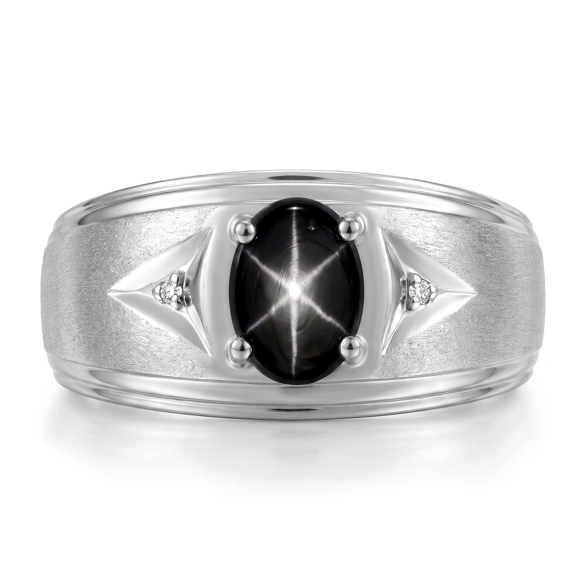 Rylos Men's Rings Classic Design 8X6MM Oval Gemstone &amp; Sparkling Diamond Ring - Color Stone Birthstone Rings for Men, Sterling Silver Rings in Sizes 8-13. Elevate Your Style with Timeless Elegance!