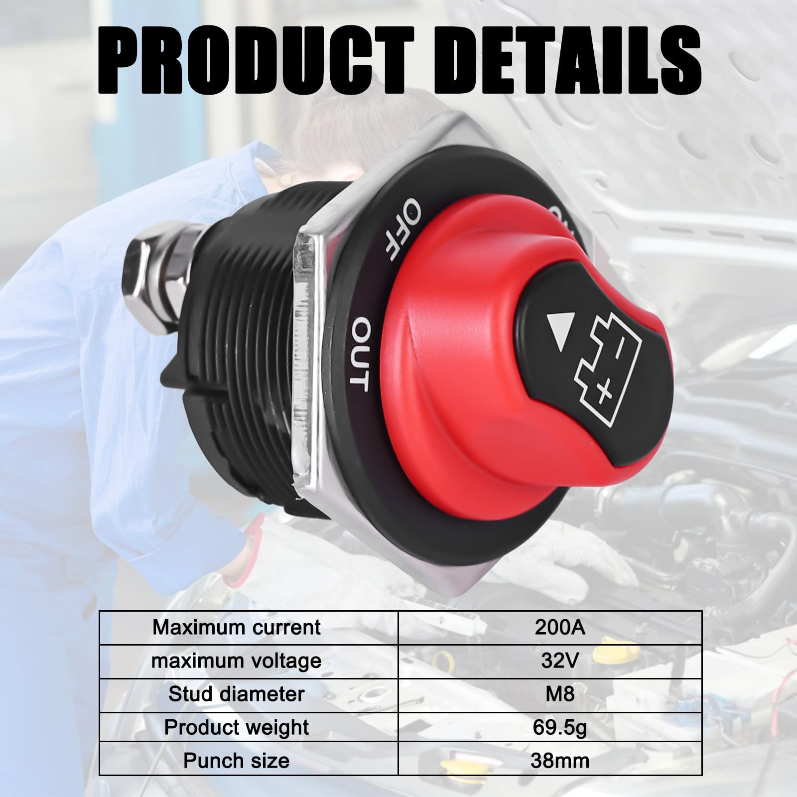 Stacca Batteria 12V 24V Stacca Batteria per Auto Staccabatteria 100A Interruttore di Alimentazione Principale Sezionatore Batteria Master per Camper Yacht Barca Camion Autobus Moto