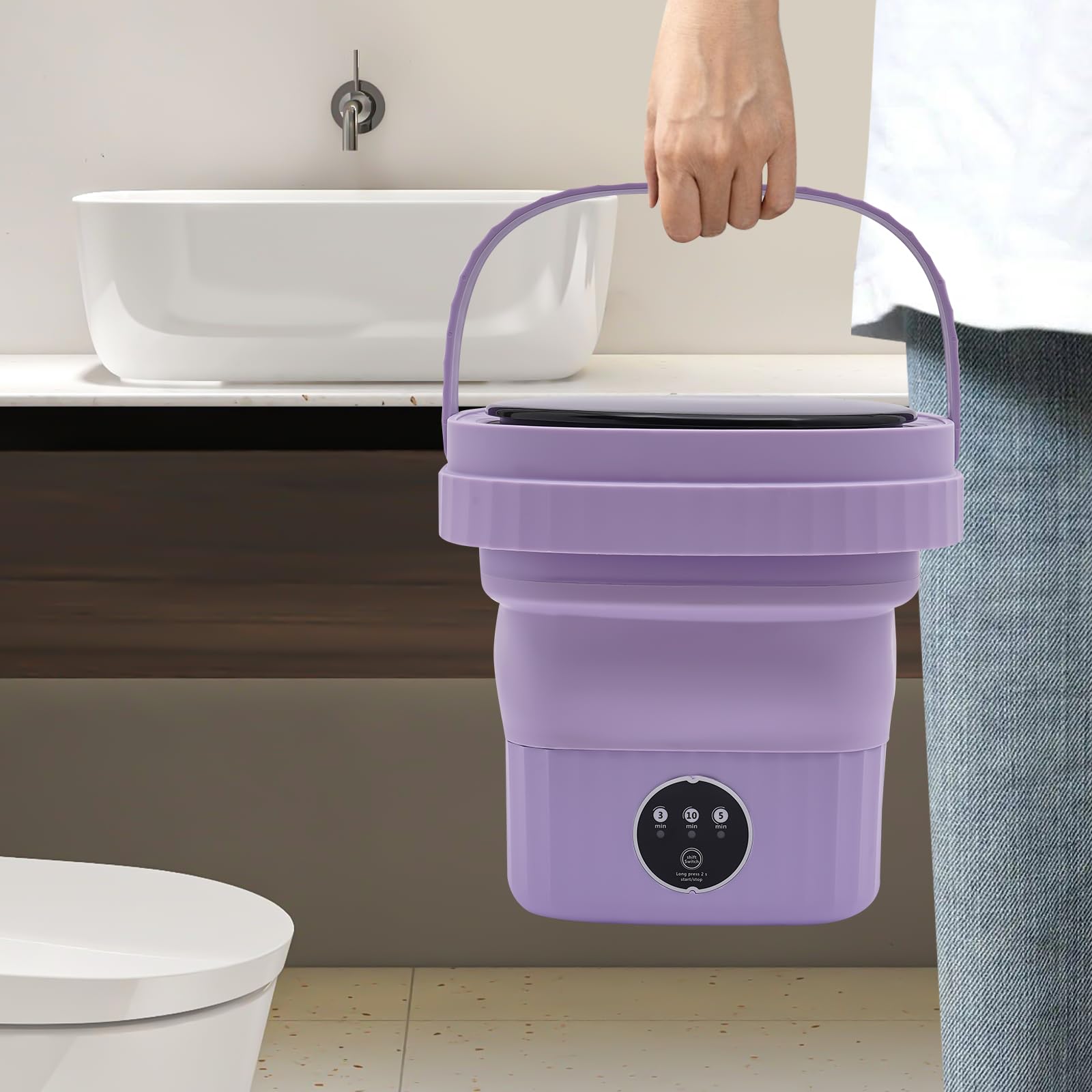 Mini lavatrice pieghevole 6 L,40 W con una lavatrice che combina lavaggio, asciugatura e centrifuga, per campeggio, viaggio e biancheria intima