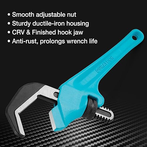 Miniatura 6 de DURATECH Llave hexagonal de 9-1/2 pulgadas, llave de tubo hexagonal, mordaza de gancho CR-V