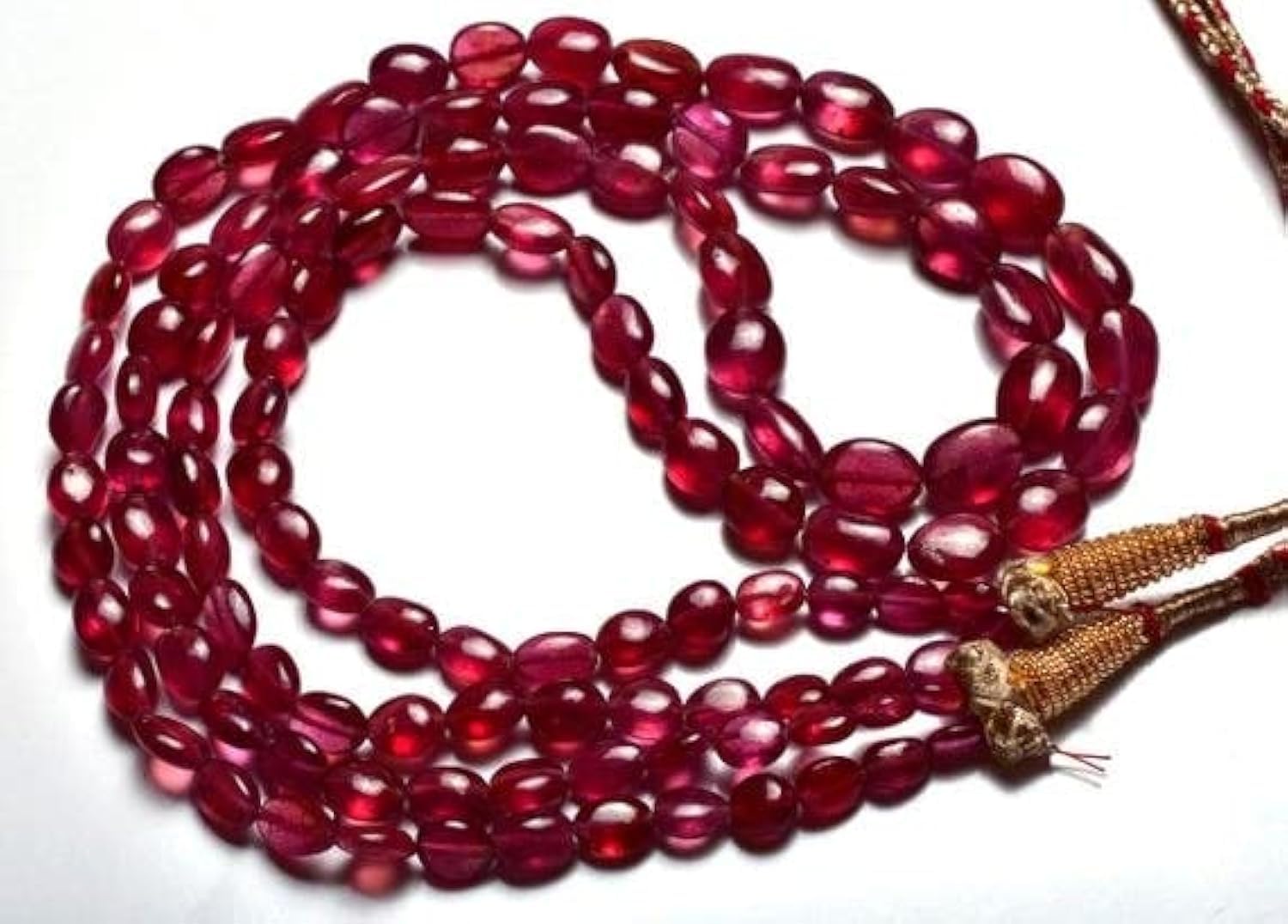 Pink sapphire smooth nuggets beads LKBEADS en fil de 45 cm pour création de bijoux uniques