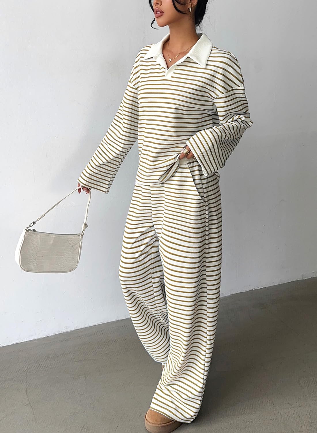 Sweetmoon 2 Piece Lounge Sets for Women Tall Oversized Sweatshirt Wide Leg Matching Pajamas Set Airport Travel Outfit Women - Image 2