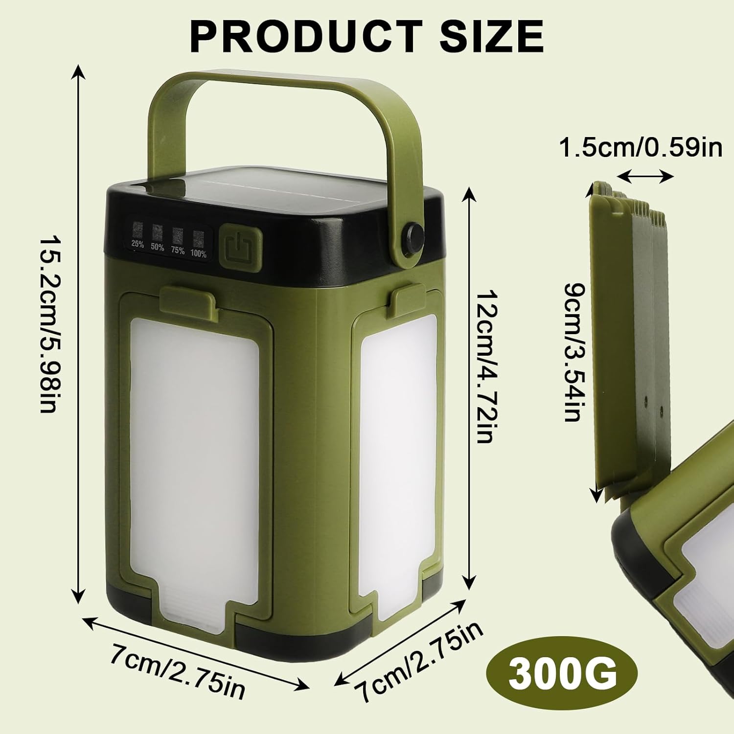 Foldable LED Camping Lantern with 2000mAh & Solar Charging - 6 Modes Camping Lights, IPX4 Waterproof, Lightweight (0.66lb) for Tents, Power Outages, Emergency