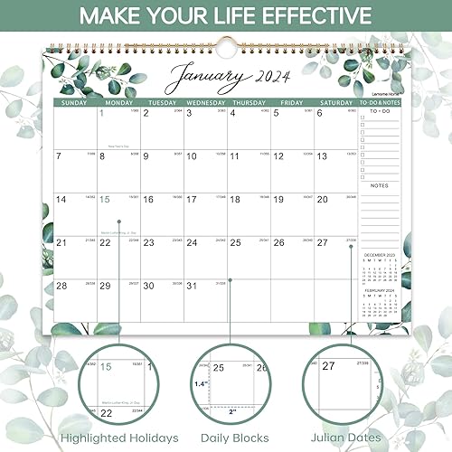 Miniatura 4 de Calendario 2024  enero 2024  diciembre 2024, calendario de pared de 12 meses, 15 x 11.5 pulgadas, encuadernación de doble alambre + gancho para