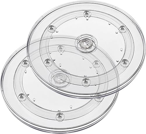 Jersvims - 2 platos giratorios acrílicos de 4 pulgadas, organizador giratorio transparente para cocina, despensa, gabinete, escritorio, especias,