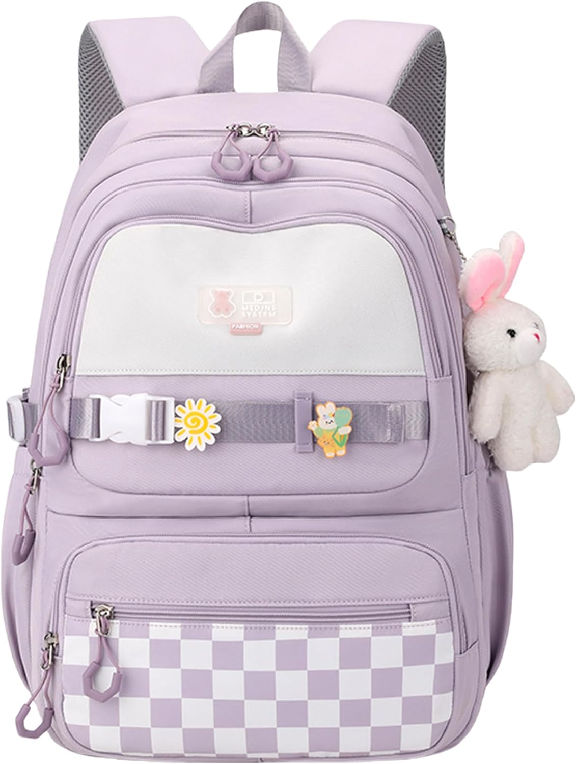 Cute School Backpack for Girls Kawaii Large Bookbag Kids Teens Elementary Middle School Preppy Aesthetic Book Bag (Purple)