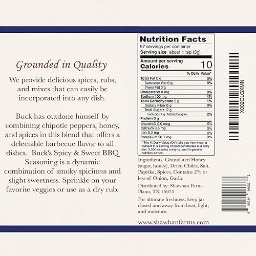 Miniatura 2 de Shawhan Farms Bucks Spicy  Sweet BBQ Condimentos  Sin gluten  Frasco de coctelera de 6 onzas