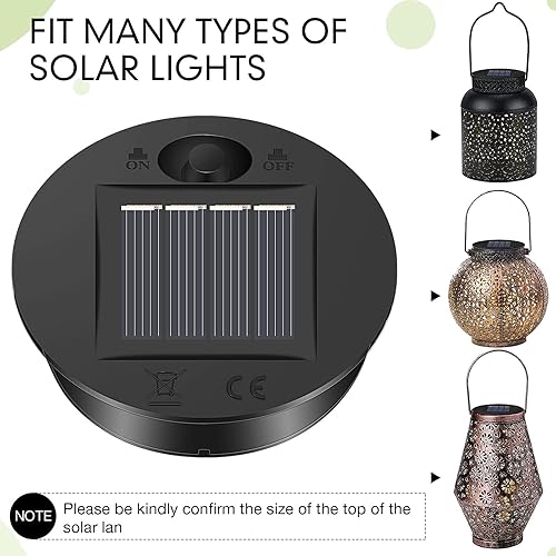 Miniatura 5 de 6 piezas de luces solares de repuesto superior de 7 lúmenes, farol solar, panel LED, luces de tapa para faroles colgantes al aire libre, decoración