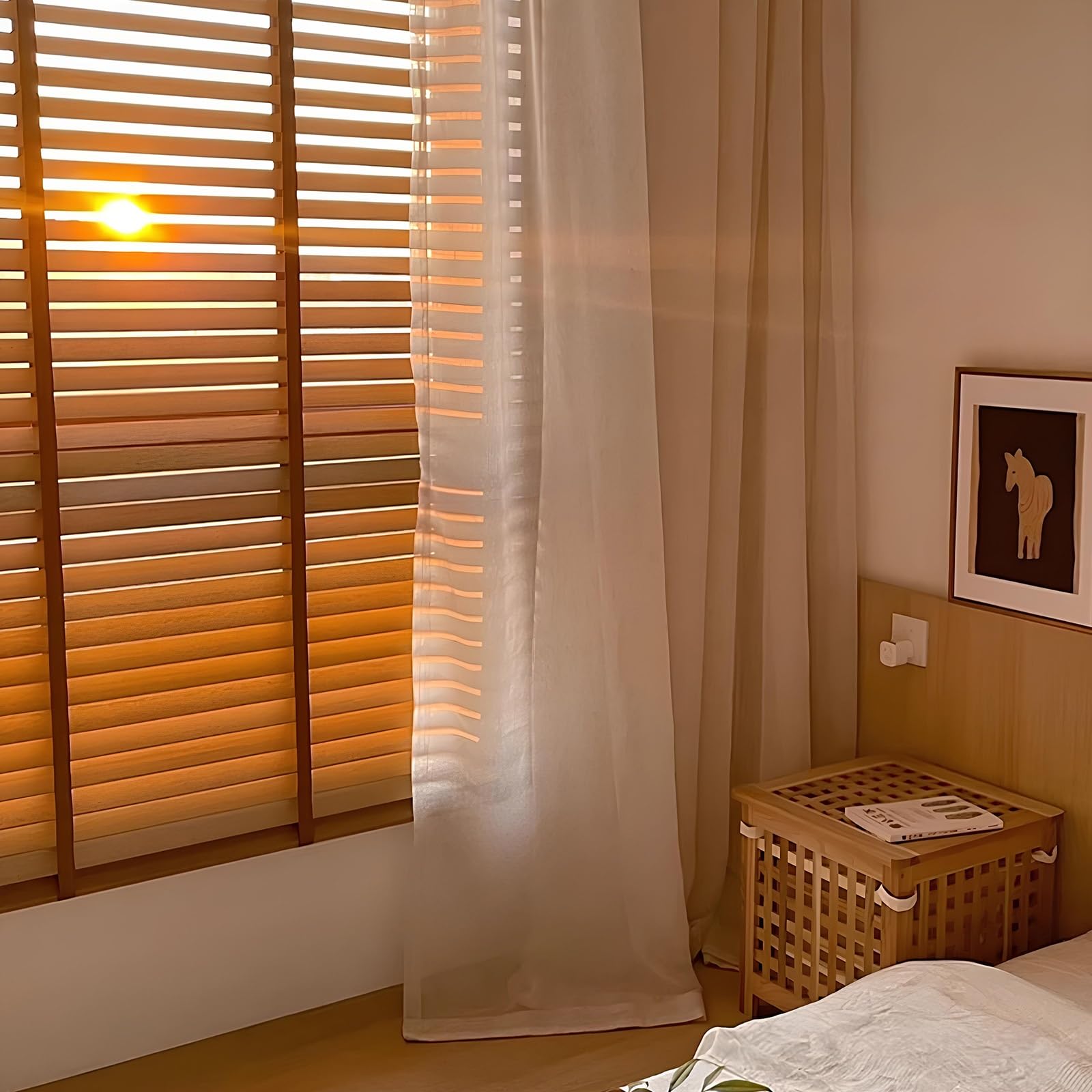 Generisch Holzjalousie, Verdunkelun Echtholz Jalousette, Holz Jalousie Innen, Sonnenschutz and Sichtschutz, 5cm Breite Lamellen, Einfache Montage, Für Fenster & Türen(Walnut)