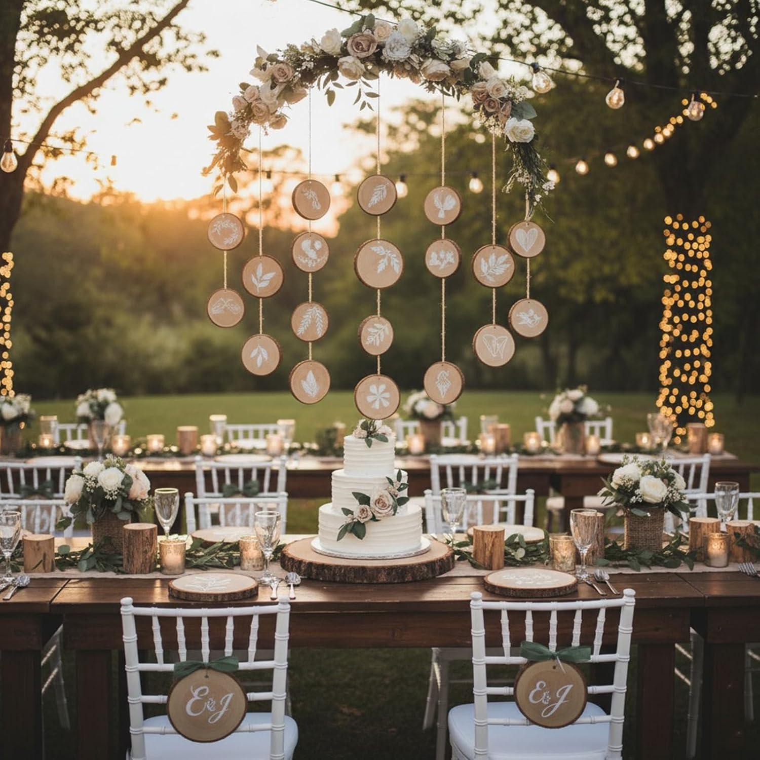 JOHOUSE 40Pcs Wood Slices, 2.9"-3.4" Unfinished Natural Wood Rounds for Crafts, Christmas Ornaments, Home Decor, Painting, Coasters, DIY Gifts, Party Wedding Decor, with Pre-drilled Hole - Image 7