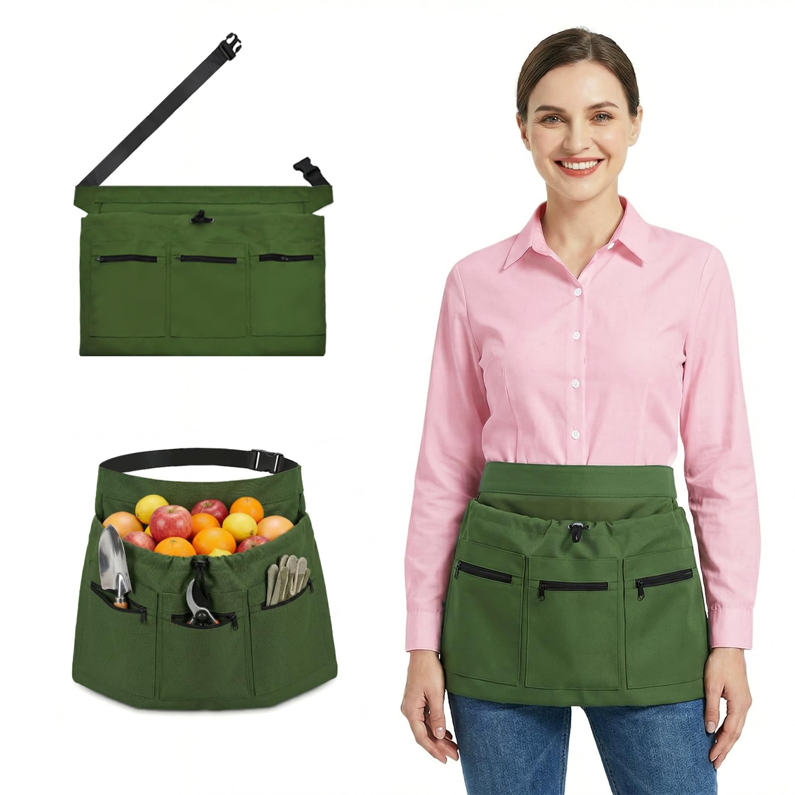 Gärtner Schürze, Verstellbar Halbschürze Gartenschürze Herren Damen, Ernteschürze für Obstgärten, Gärten, Botanische Gärten, Gemüsegärten und landwirtschaftliche Betriebe