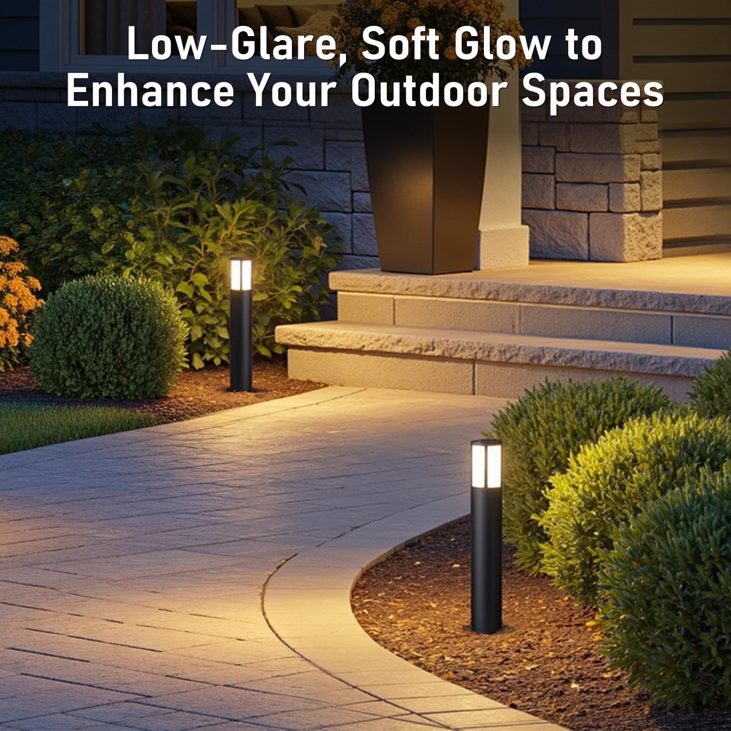 LEONLITE Low Voltage Bollard Pathway Lights, 5CCT 5W 12-24V 1800K/2700K/3000K/4000K/5000K Selectable, Wired LED Landscape Lighting for Lawn Yard Walkway Driveway, Oil Rubbed Bronze Aluminum, Pack of 4