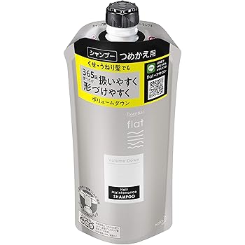 Amazon Flat フラット エッセンシャル フラット ボリュームダウン シャンプー くせ毛 うねり髪 毛先 広がりにくい ストレートヘア ゴワつき除去成分配合 洗浄成分 詰替 340ml リフレッシュフローラルの香り Flat フラット シャンプー 通販